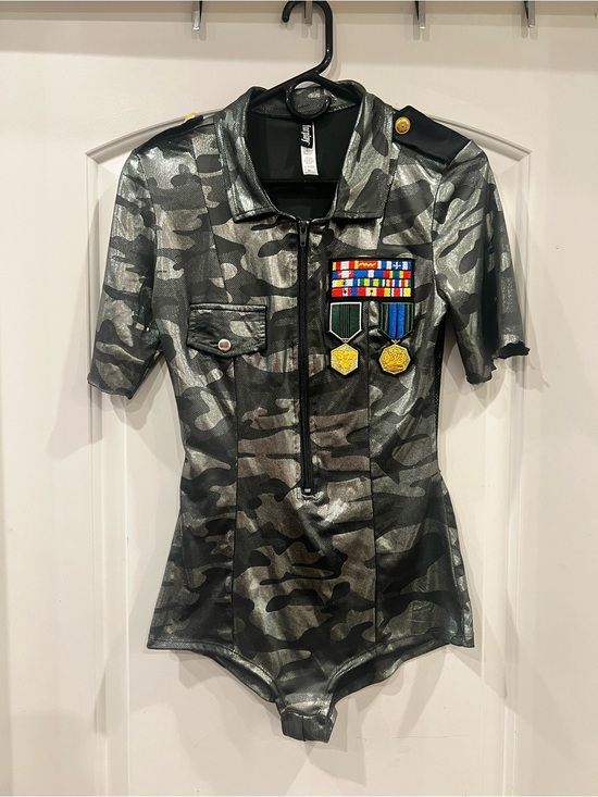 Forplay Tops - Forplay High Classified Soldier Costume Romper M/L Metallic Camo Zip Front